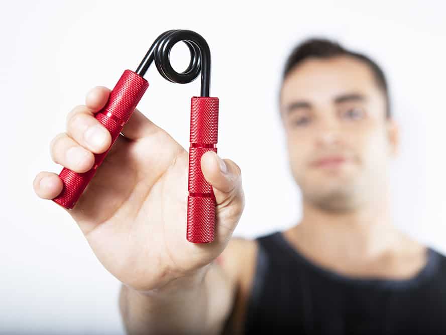 model with red powergripper