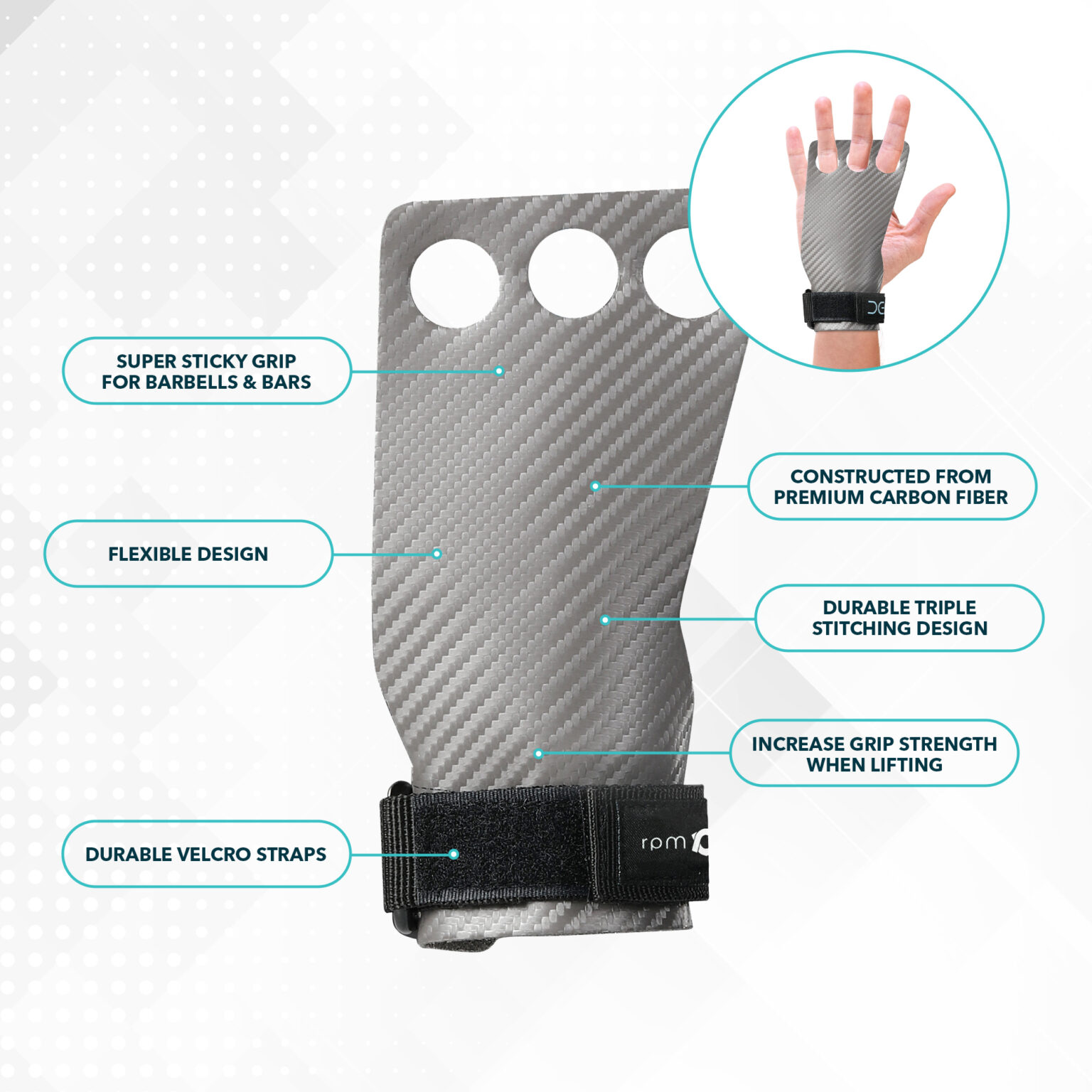 Carbon Weightlifting Grips (Pair) - Image 9